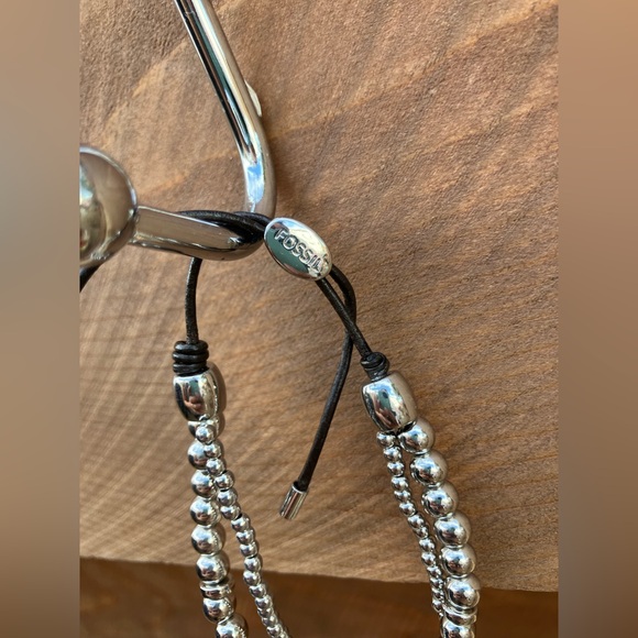 FOSSIL adjustable double bracelet silver EUC - Picture 2 of 5